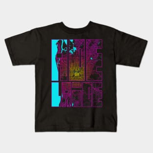 Adelaide, Australia City Map Typography - Neon Kids T-Shirt